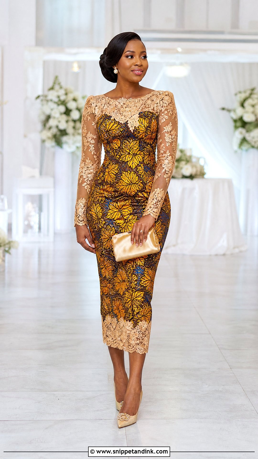 Lace Detail Fitted Ankara Gown - Snippet and Ink - 25 Fitted Ankara Gowns