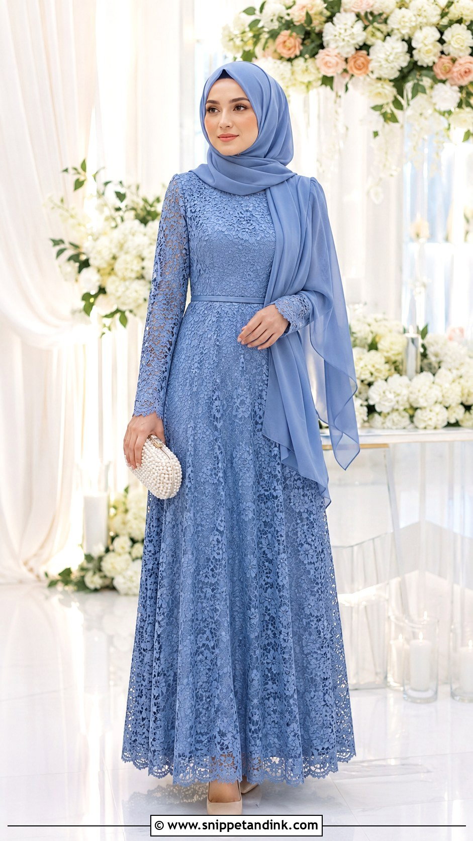 Lace Dress With Matching Hijab - Snippet and Ink - 30 Hijab Style for Wedding Ideas