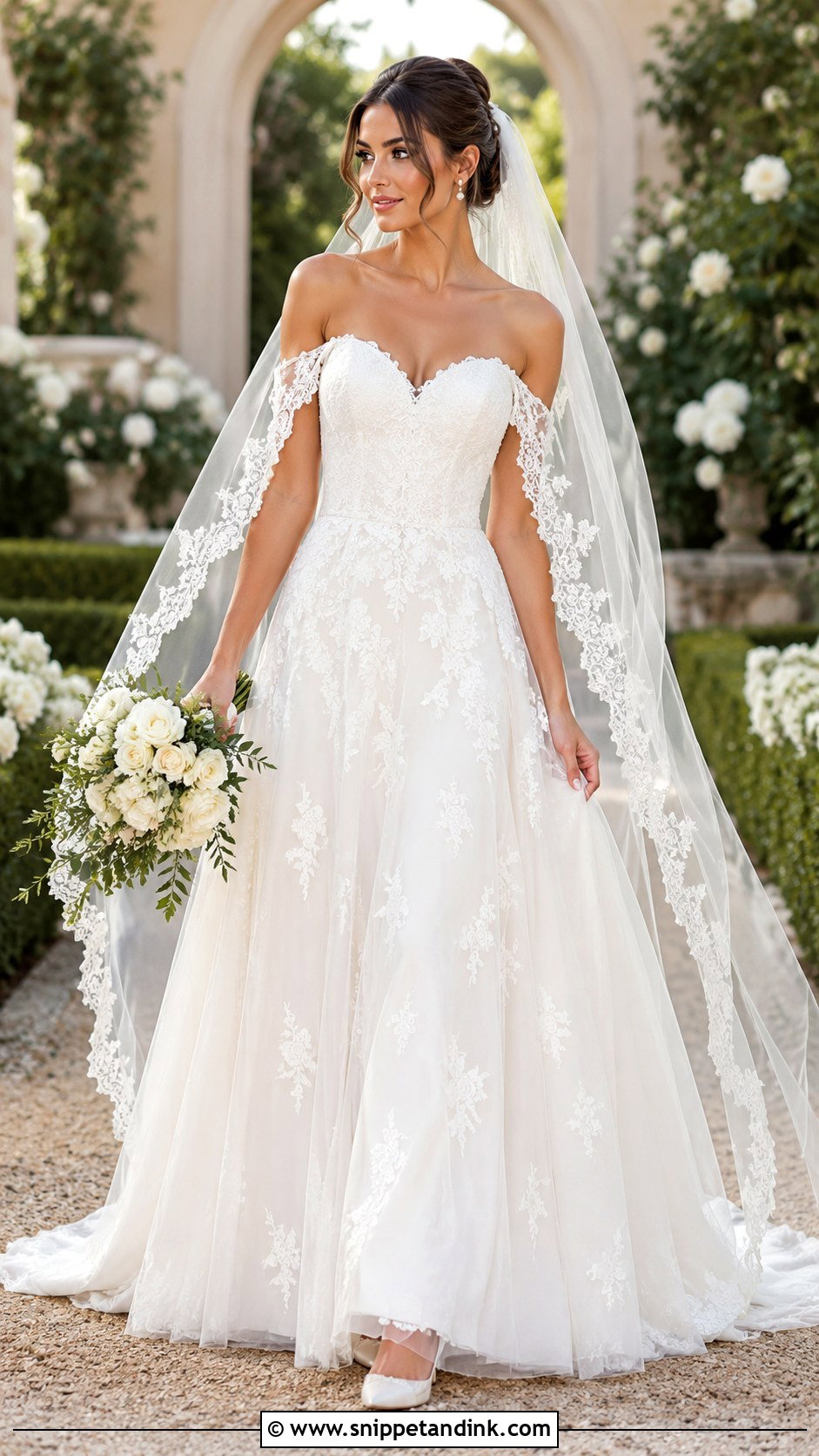 Lace Drop Sleeve Wedding Dress - Snippet and Ink - 20 Drop Sleeve Wedding Dress Ideas