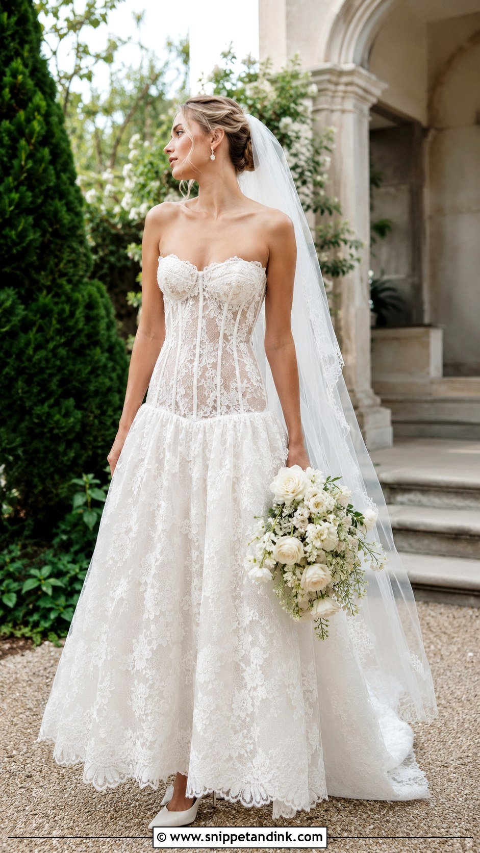 Lace Drop Waist Wedding Dress - Snippet and Ink - 20 Dropwaist Wedding Dresses