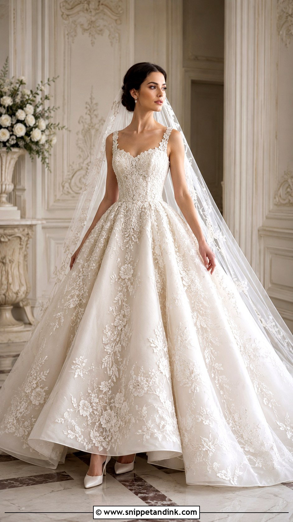 Lace Embroidered Wedding Dress - Snippet and Ink - 30 Embroidered Wedding Dress Ideas