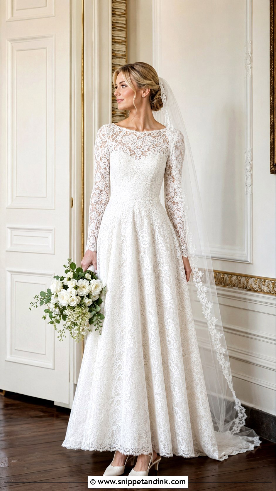 Lace Empress Wedding Dress With Long Sleeves - Snippet and Ink - 20 Empress Wedding Dress Ideas