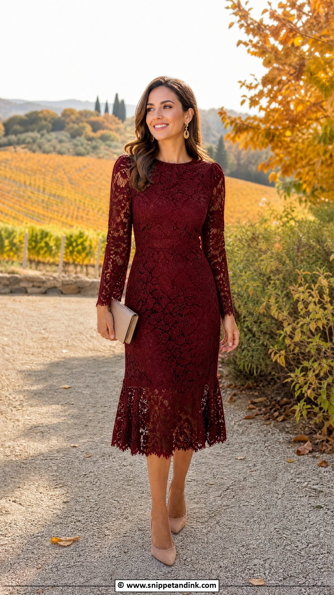 Lace Fall Wedding Guest Dress - Snippet and Ink - 35 Lace Styles for Wedding