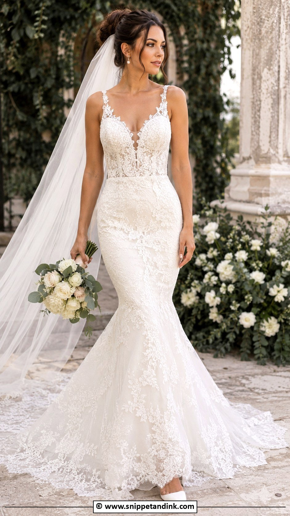 Lace Fishtail Wedding Dress - Snippet and Ink - 25 Fishtail Wedding Dress Ideas
