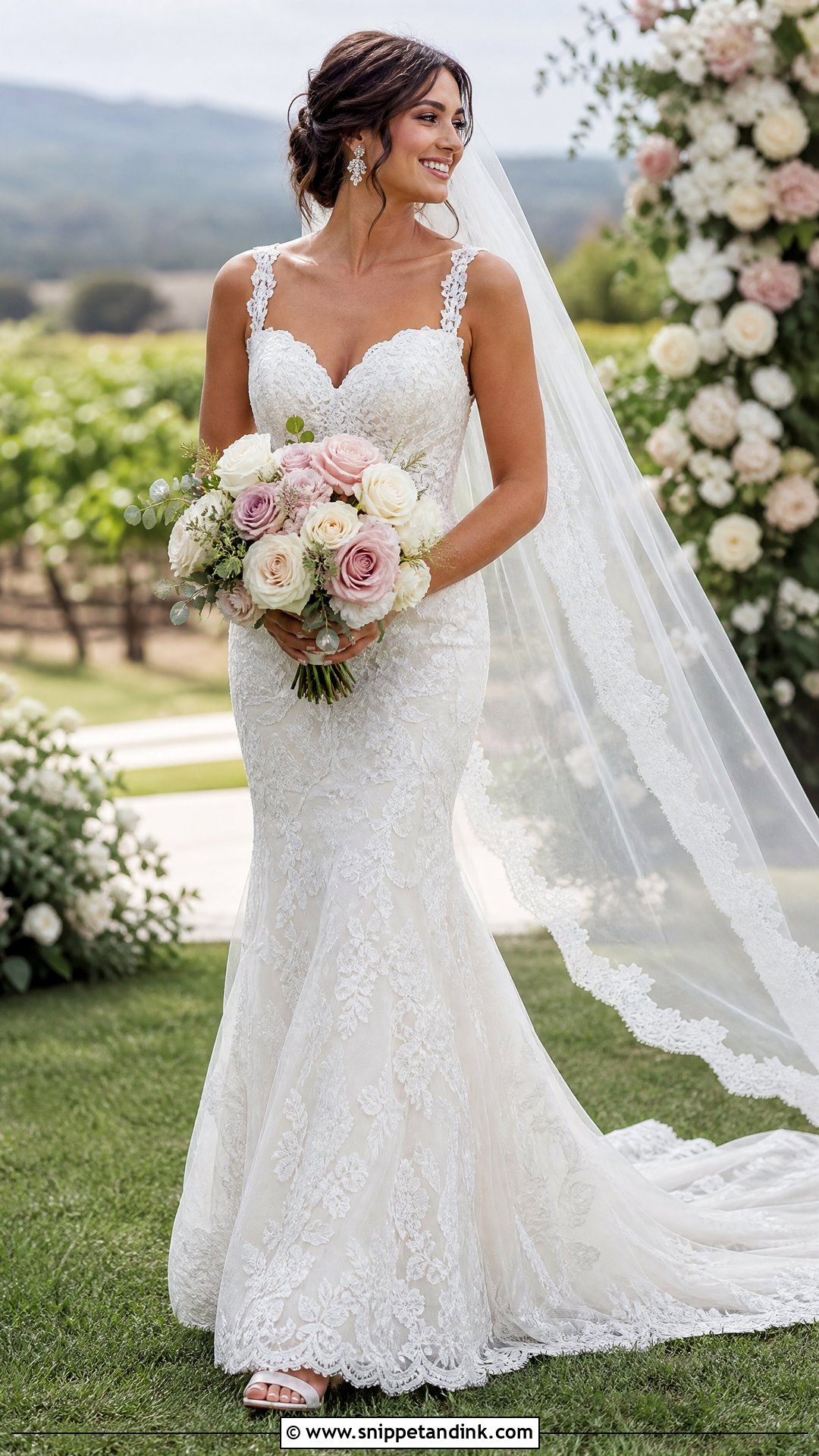 Lace Fit And Flare Outdoor Wedding Dress - Snippet and Ink - 20 Outdoor Wedding Dresses