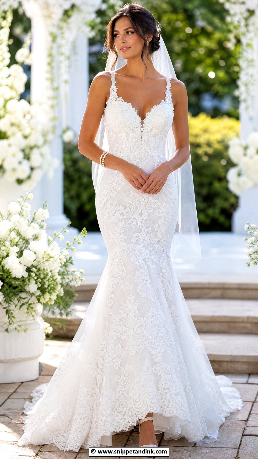 Lace Fit And Flare Wedding Dress - Snippet and Ink - 35 Lace Wedding Dress Ideas