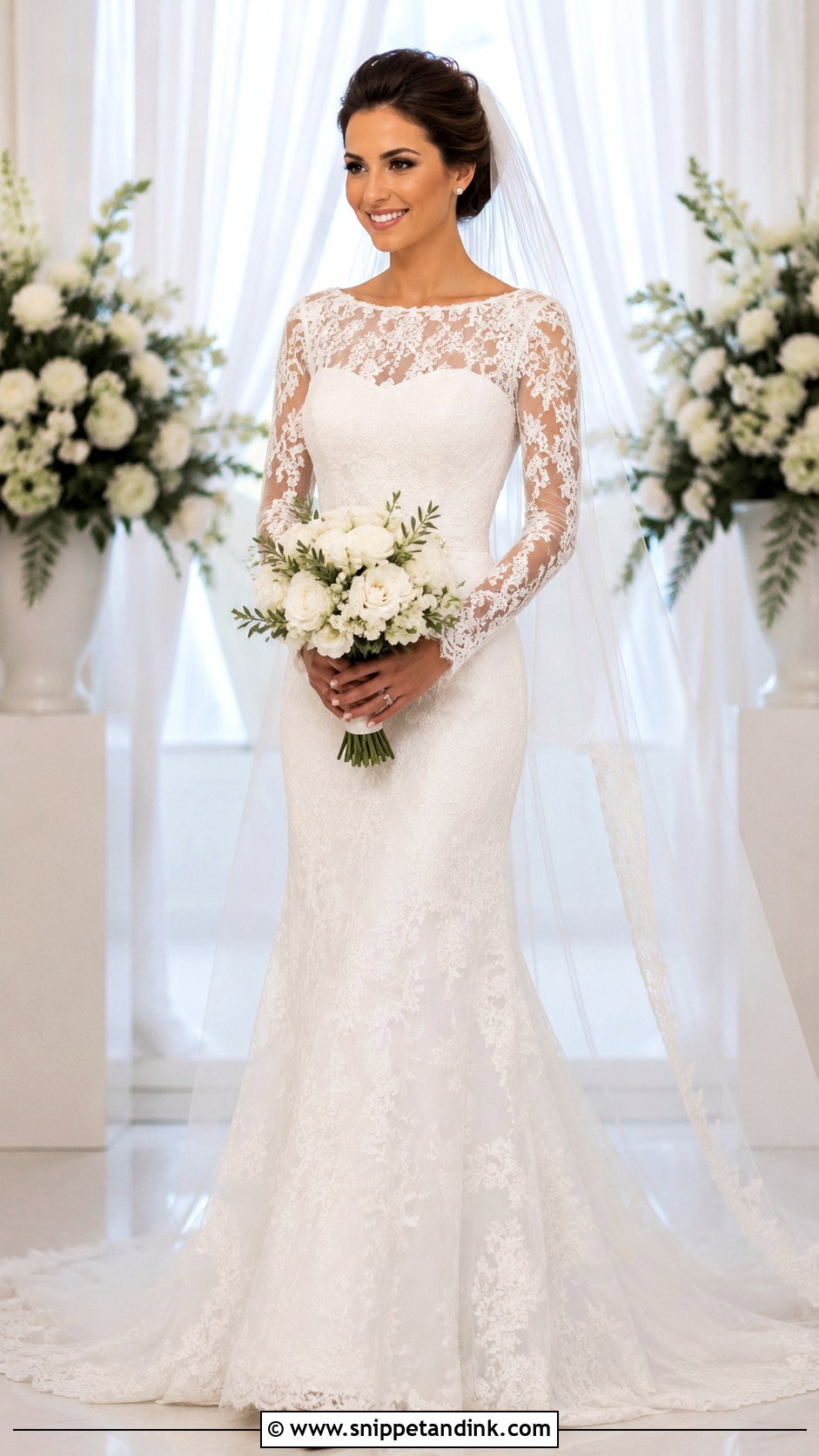 Lace Fit And Flare Wedding Dress - Snippet and Ink - 25 Modest Lace Wedding Dresses