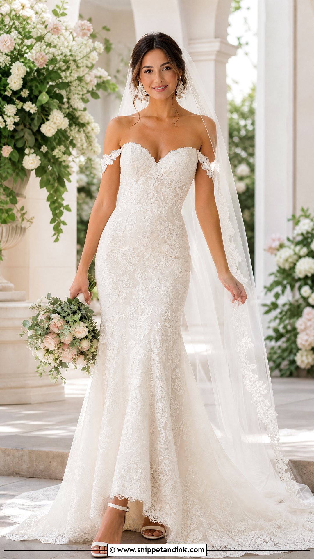 Lace Fit And Flare Wedding Dress - Snippet and Ink - 20 Slim Wedding Dresses