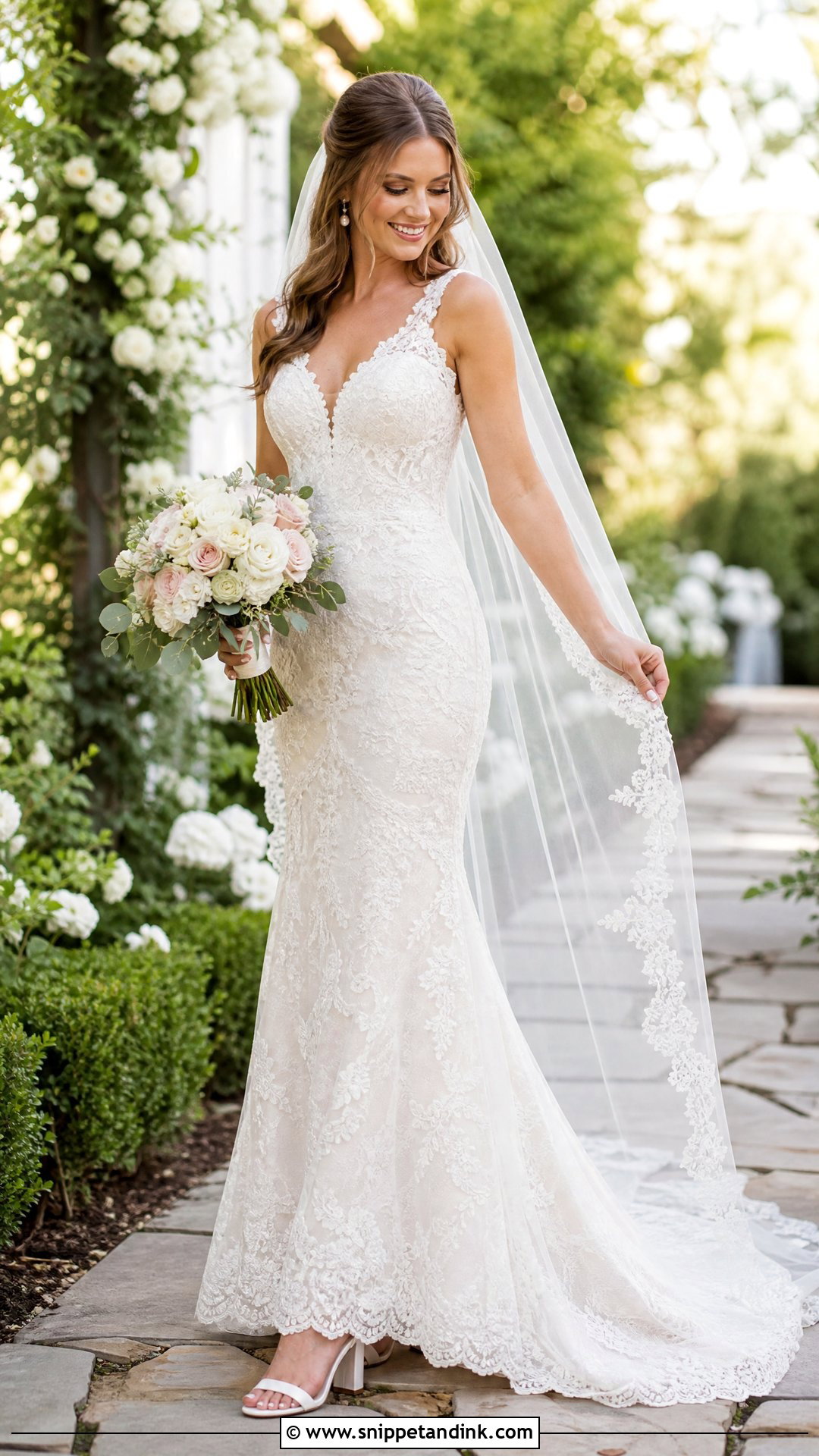 Lace Fit And Flare Wedding Dress - Snippet and Ink - 20 Tight Fitted Wedding Dresses