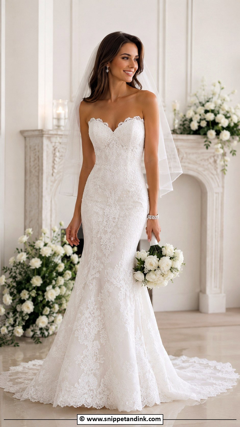 Lace Fit And Flare Wedding Dress - Snippet and Ink - 25 Lacy Wedding Dresses