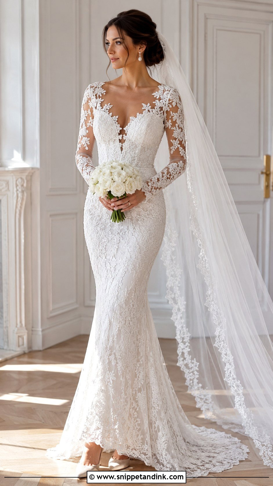 Lace Fitted Wedding Dress With Long Sleeves - Snippet and Ink - 20 Fitted Wedding Dress with Sleeves