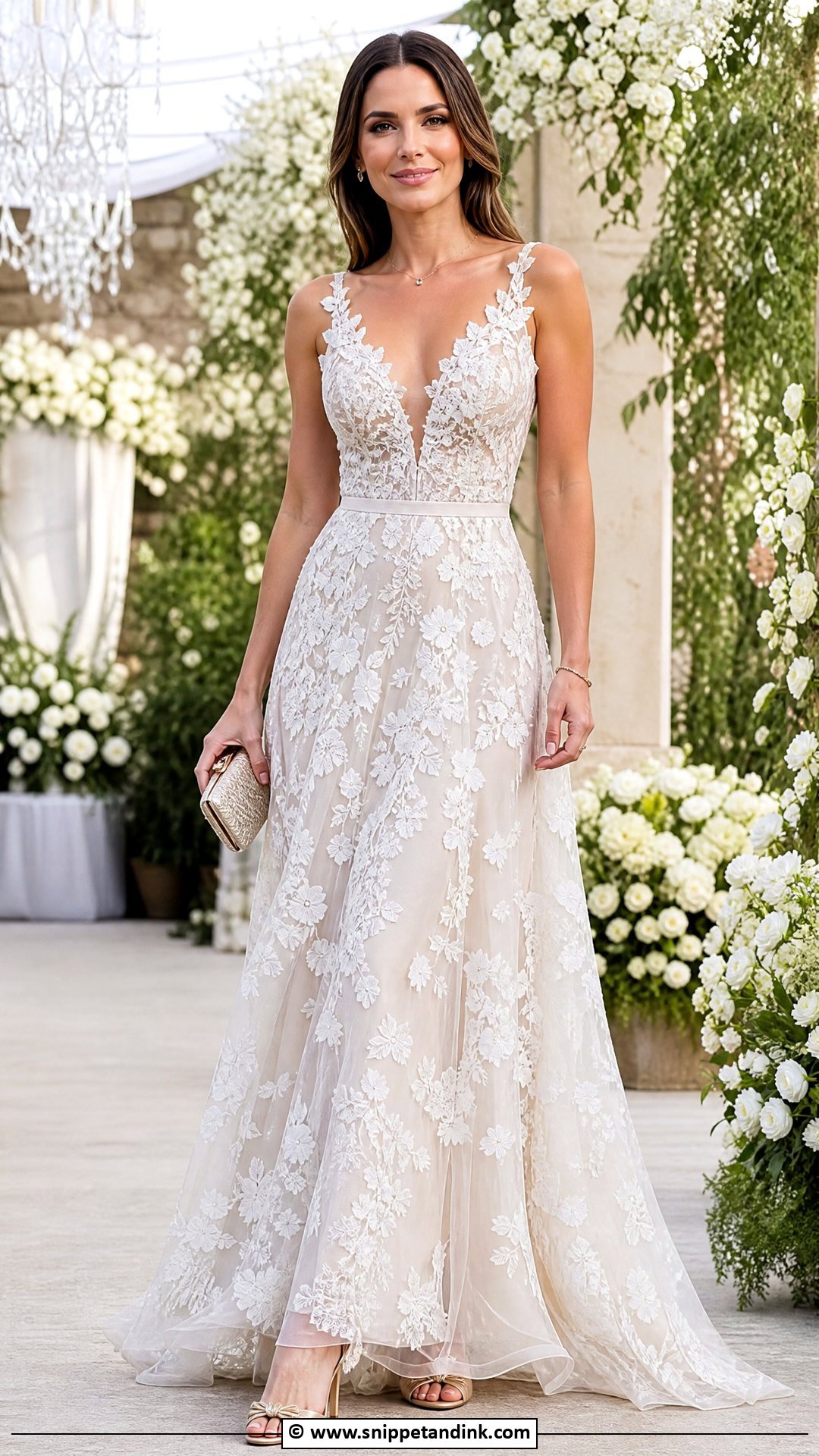 Lace Floral Applique Gown For Wedding - Snippet and Ink - 35 Latest Lace Styles for Wedding