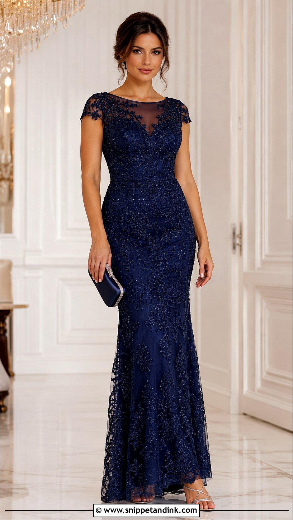 Lace Gown With Beaded Details Outfit - Snippet and Ink - 25 Sample Lace Gown Styles