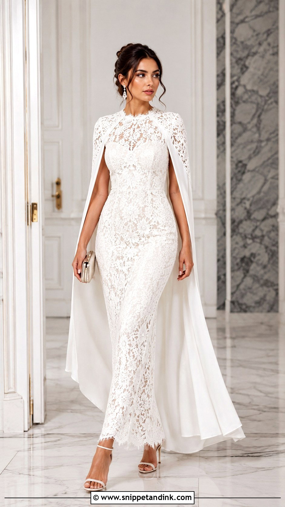 Lace Gown With Cape Outfit - Snippet and Ink - 25 Sample Lace Gown Styles