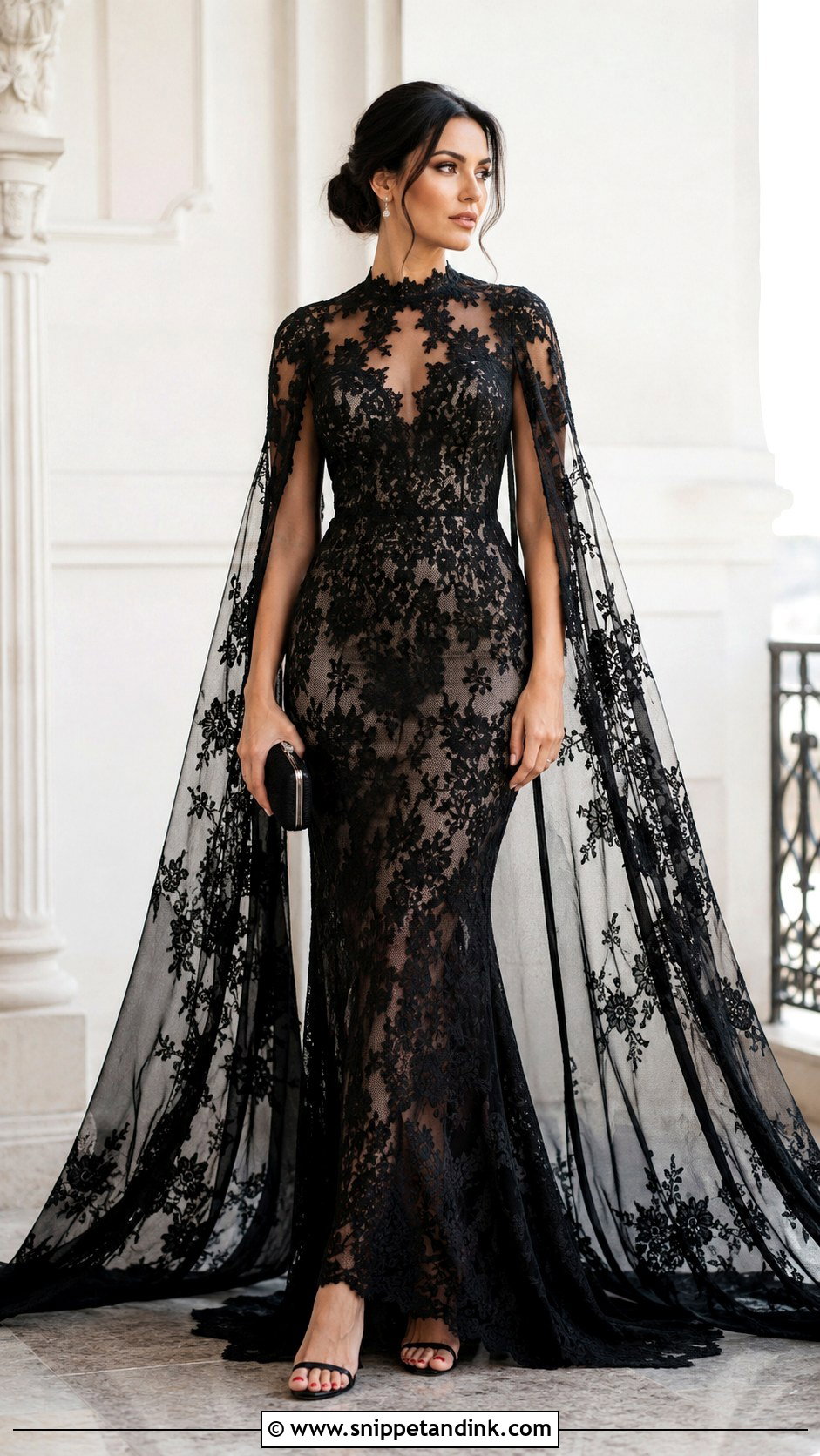 Lace Gown With Cape - Snippet and Ink - 25 Latest Lace Gown Styles