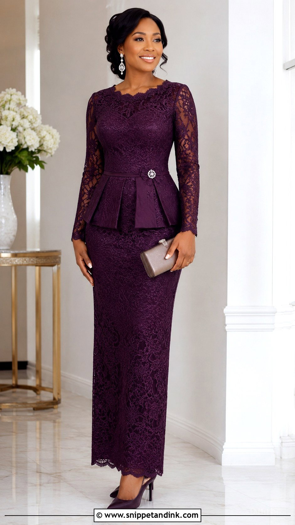 Lace Gown With Peplum Outfit - Snippet and Ink - 25 Sample Lace Gown Styles