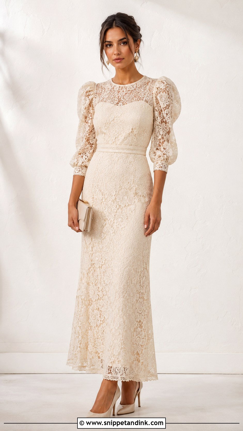 Lace Gown With Puff Sleeves - Snippet and Ink - 25 Latest Lace Gown Styles