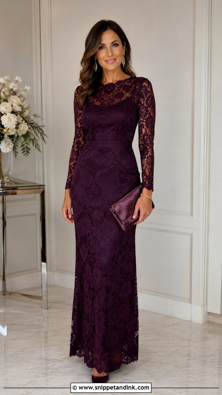 Lace Gown With Sheer Sleeves - Snippet and Ink - 25 Latest Lace Gown Styles