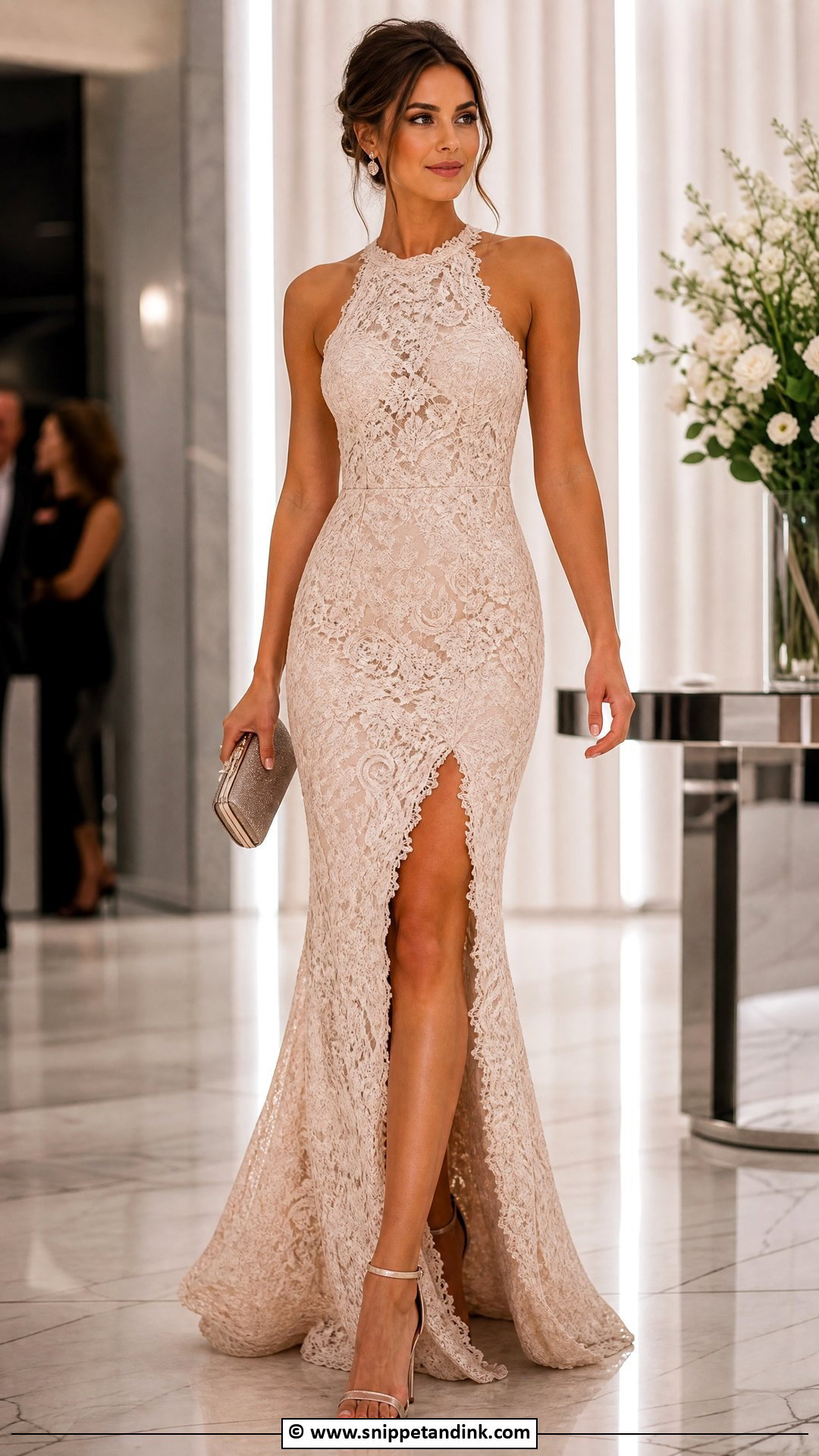Lace Gown With Slit - Snippet and Ink - 35 Lace Gown Ideas