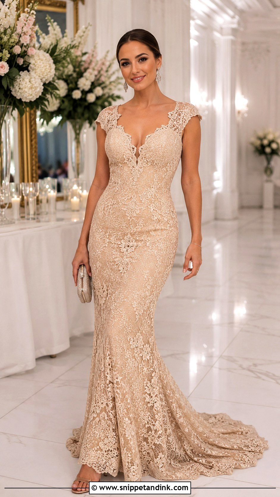 Lace Gown With Train Outfit - Snippet and Ink - 25 Sample Lace Gown Styles