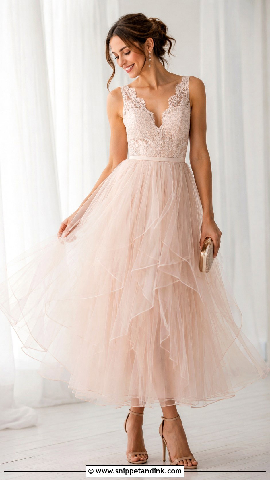 Lace Gown With Tulle Skirt - Snippet and Ink - 25 Beautiful Lace Gown Styles