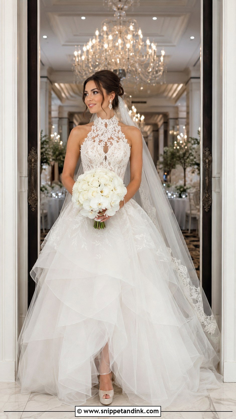 Lace Halter Ball Gown Wedding Dress - Snippet and Ink - 20 Halter Neck Lace Wedding Dress Ideas