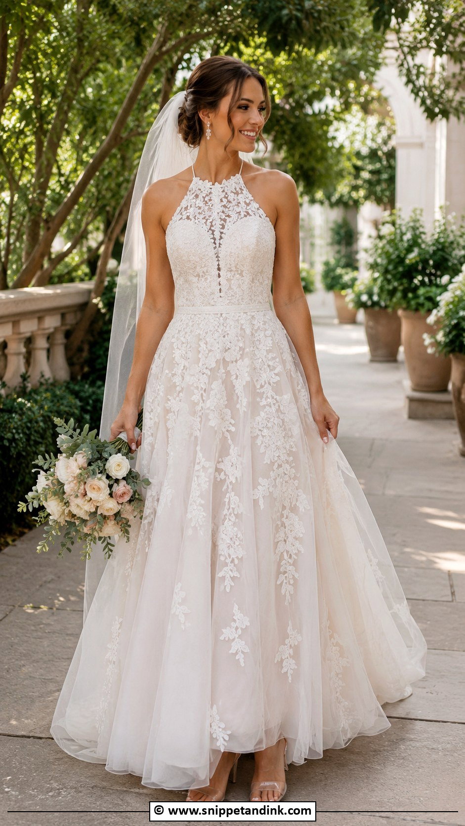 Lace Halter Neck Wedding Dress - Snippet and Ink - 30 Halter Neck Wedding Dress Ideas