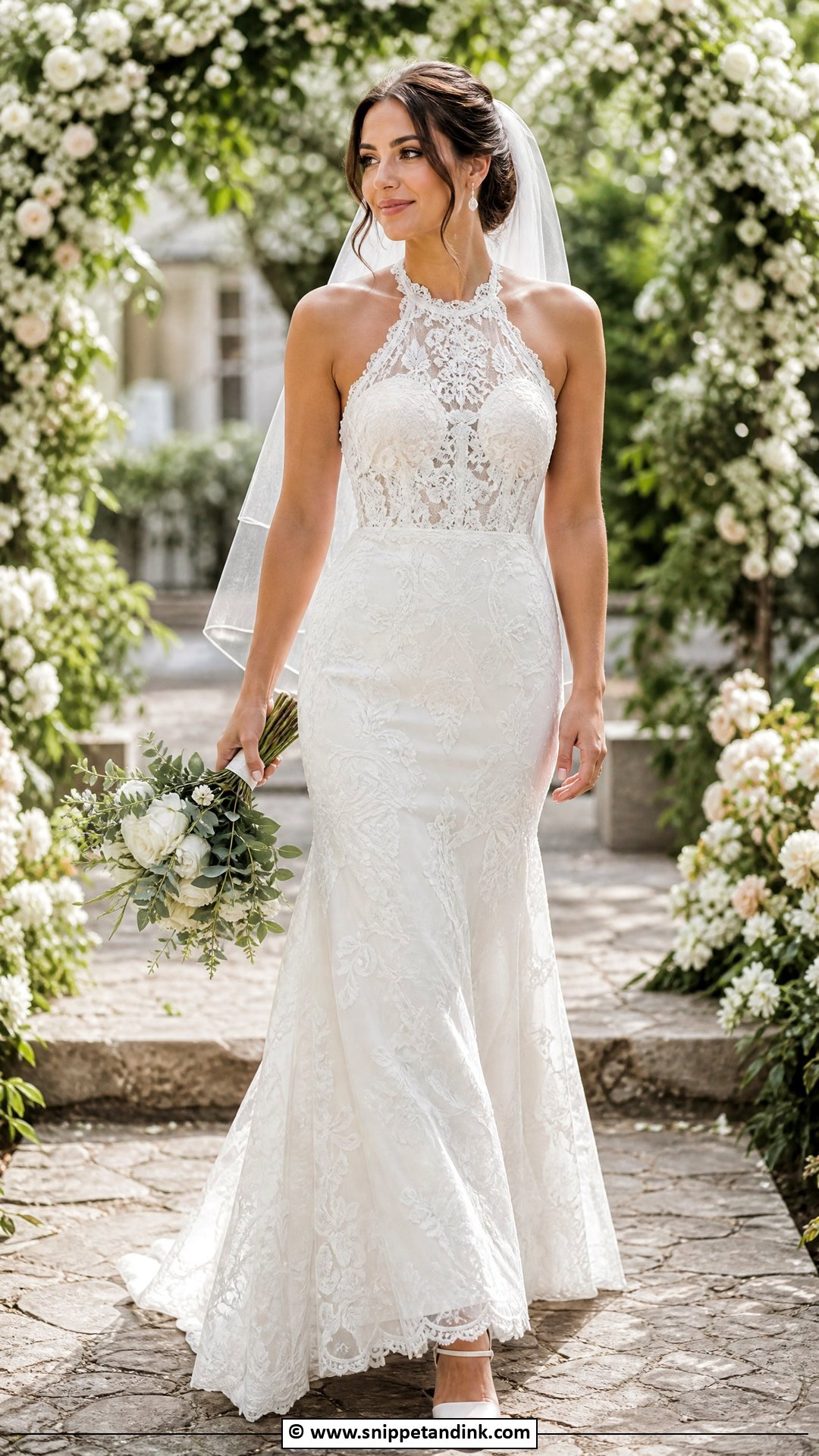 Lace Halter Wedding Dress - Snippet and Ink - 35 Halter Wedding Dress Ideas