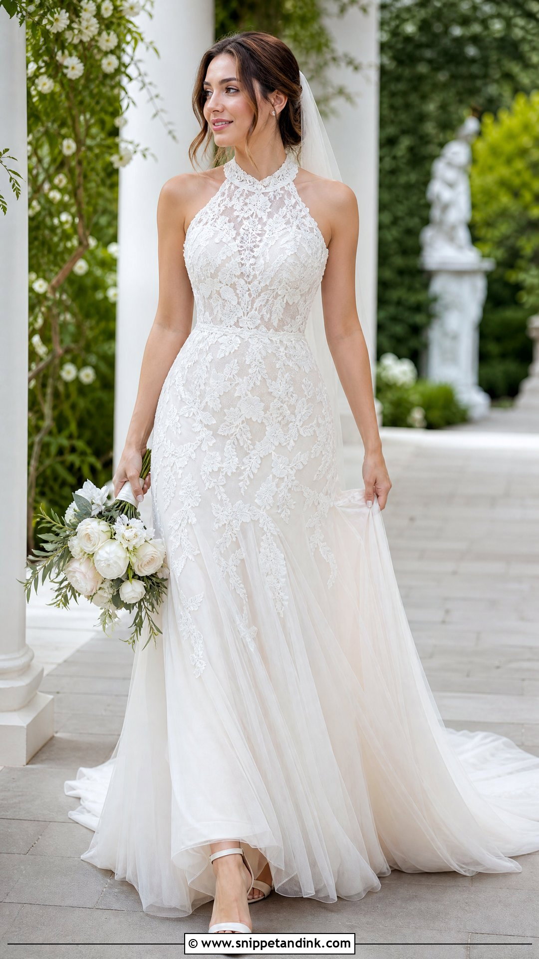 Lace Halter Wedding Gown - Snippet and Ink - 25 Halter Wedding Gown Ideas