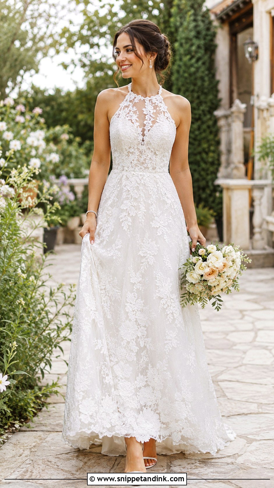Lace Halterneck Wedding Dress - Snippet and Ink - 30 Halterneck Wedding Dress Ideas