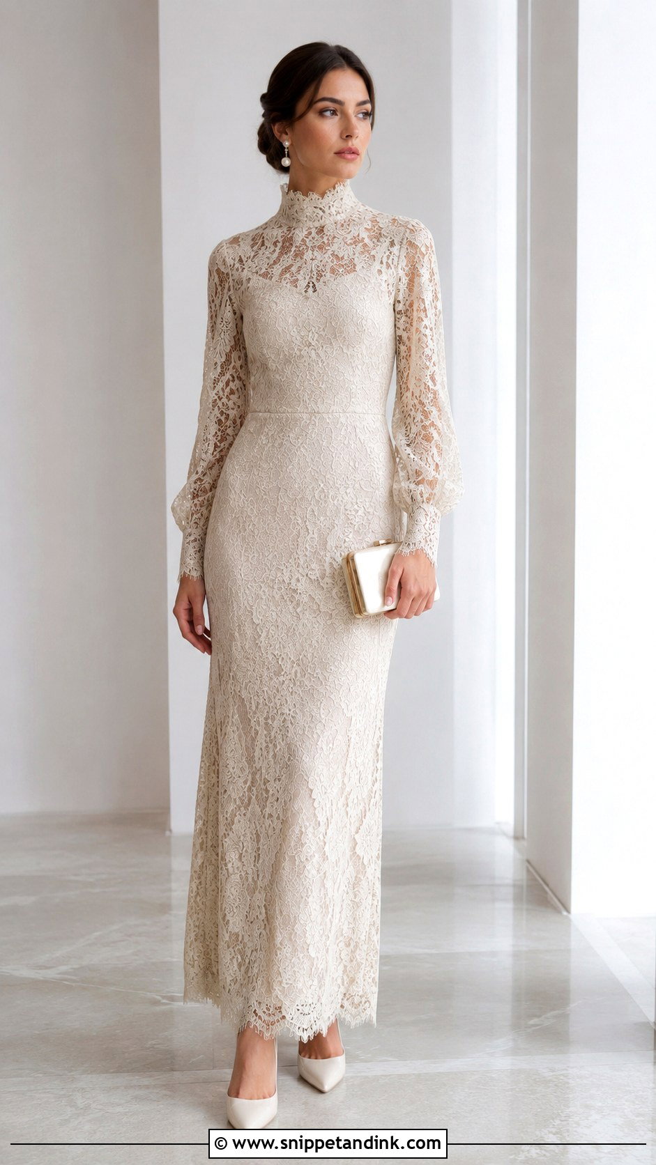 Lace High Neck Gown - Snippet and Ink - 25 Beautiful Lace Gown Styles