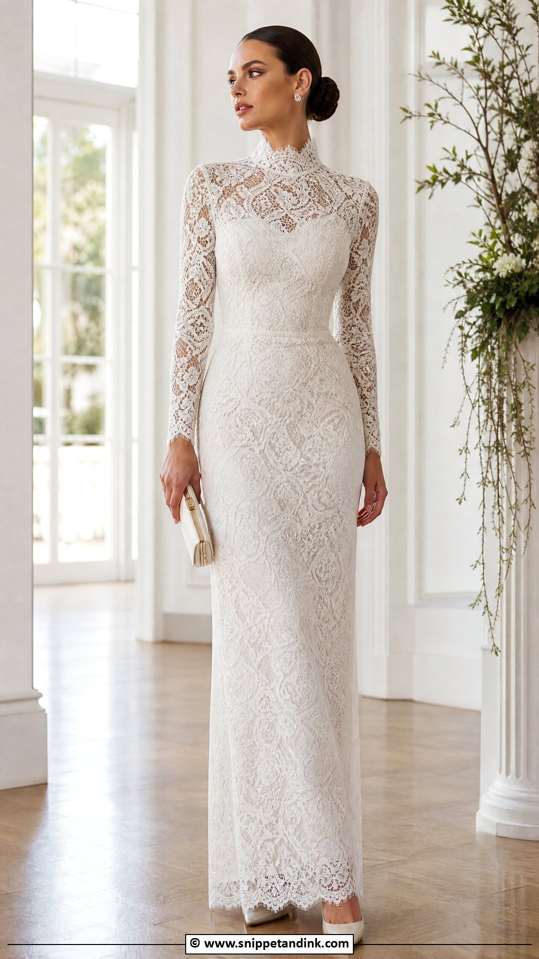 Lace High Neck Gown For Wedding - Snippet and Ink - 35 Latest Lace Styles for Wedding