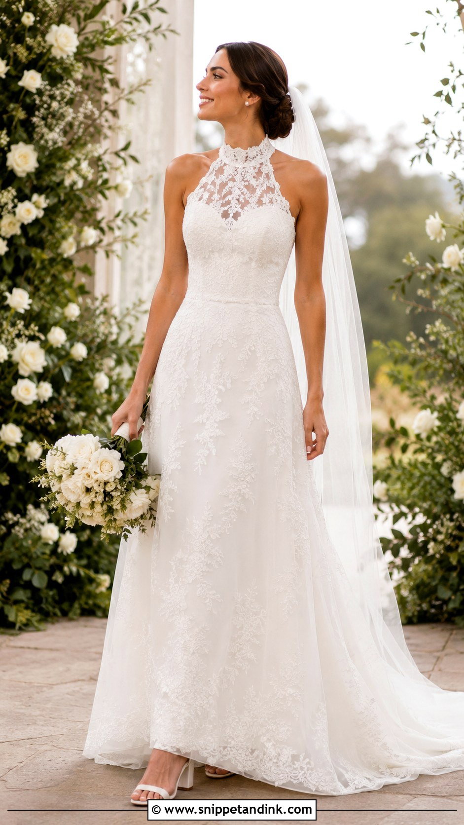 Lace High Neck Halter Wedding Dress - Snippet and Ink - 20 High Neck Halter Wedding Dress Ideas