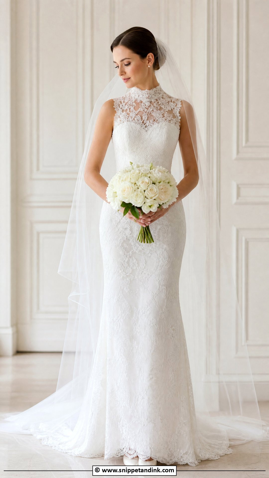 Lace High Neck Wedding Dress - Snippet and Ink - 35 Lace Styles for Wedding