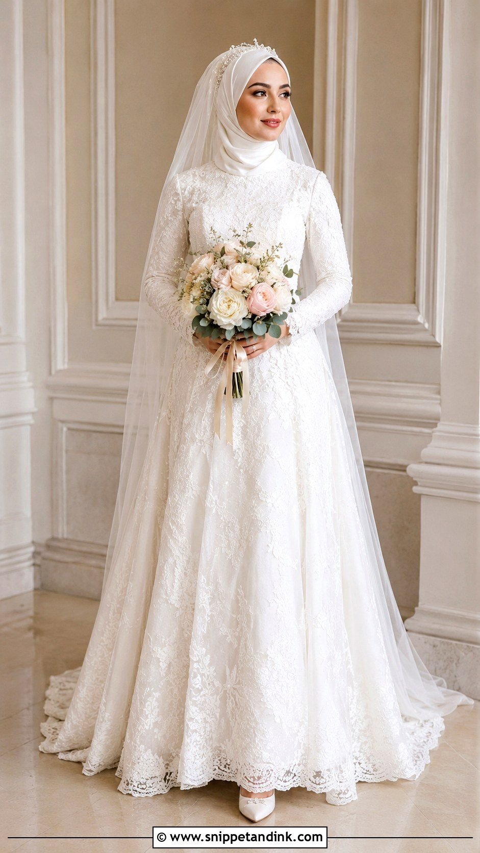 Lace Hijab Bridal Dress - Snippet and Ink - 25 Hijab Bridal Look Ideas
