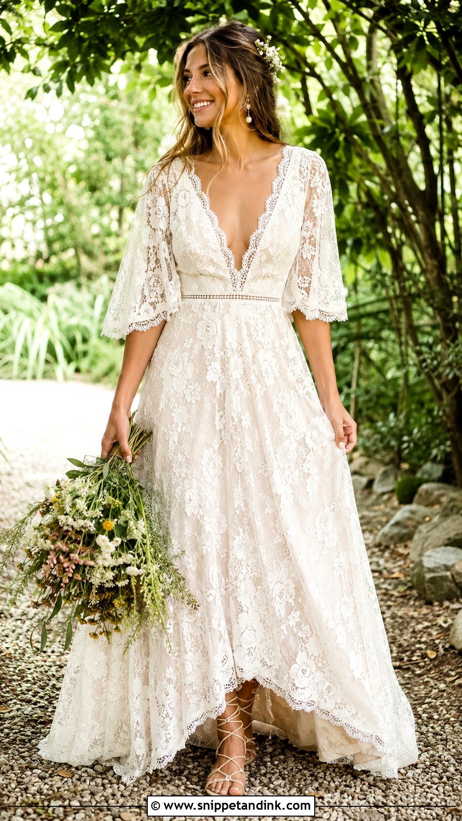 Lace Hippie Wedding Dress - Snippet and Ink - 30 Hippie Wedding Dress Ideas