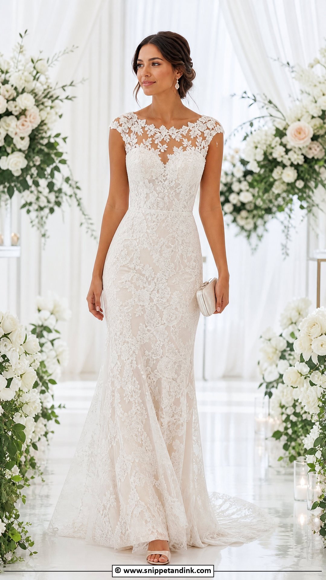 Lace Illusion Neckline Gown For Wedding - Snippet and Ink - 35 Latest Lace Styles for Wedding