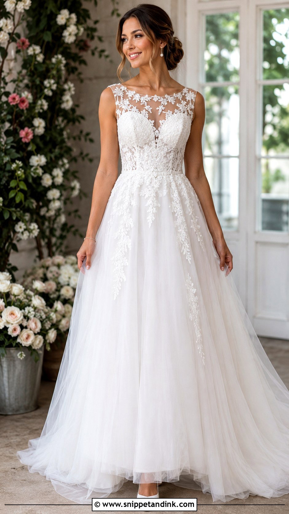 Lace Illusion Neckline Wedding Dress - Snippet and Ink - 25 Illusion Neckline Wedding Dress Ideas