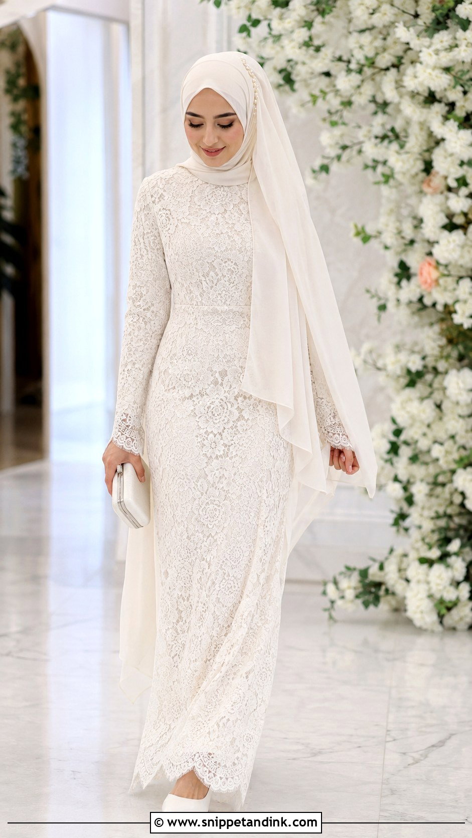 Lace Islamic Wedding Dress With Hijab - Snippet and Ink - 25 Islamic Wedding Dress Hijab Bride Ideas