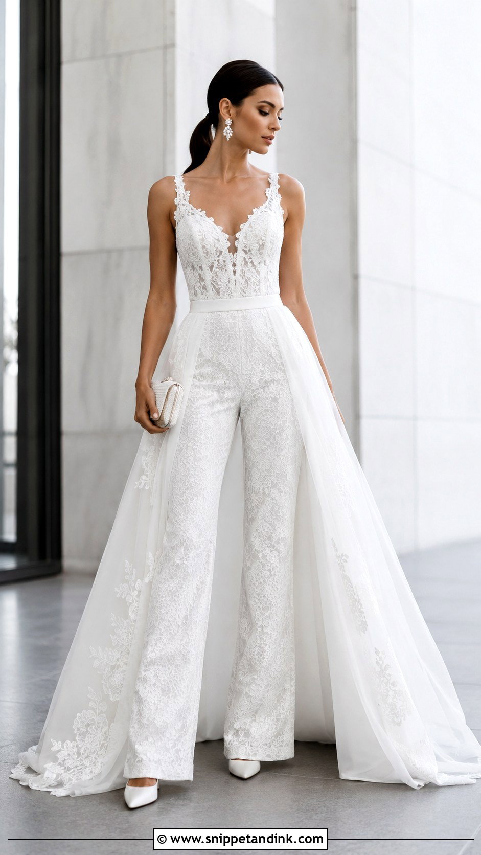 Lace Jumpsuit Wedding Outfit - Snippet and Ink - 20 Beautiful Lace Styles for Wedding