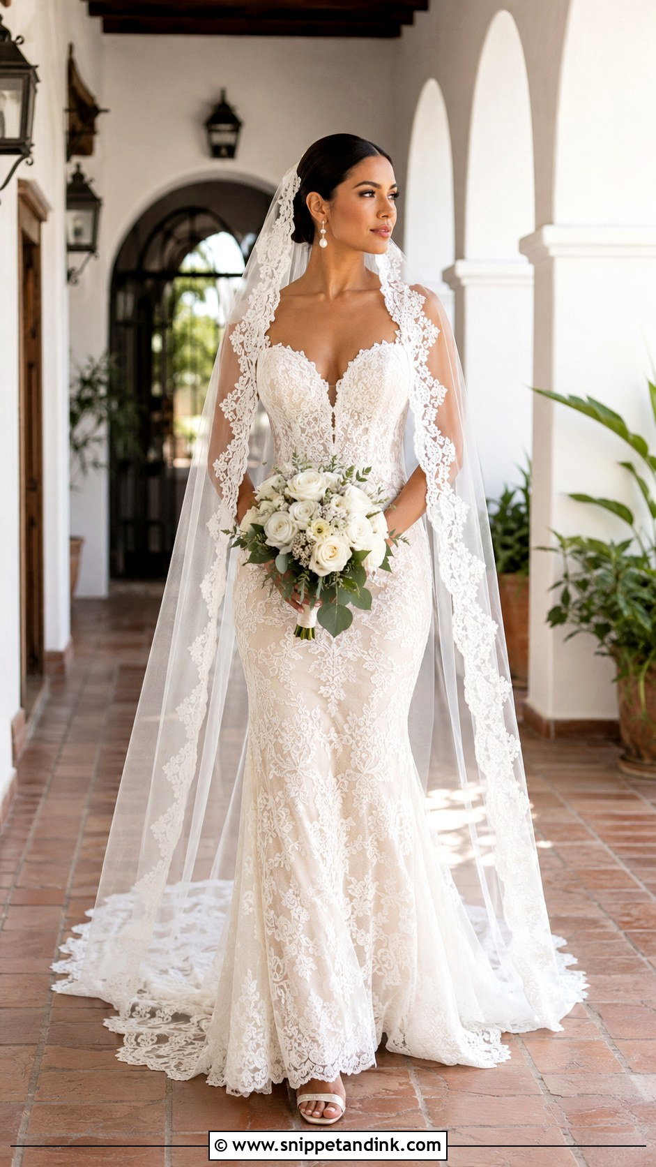 Lace Latina Wedding Dress With Mantilla Veil - Snippet and Ink - 25 Latina Wedding Dress Ideas