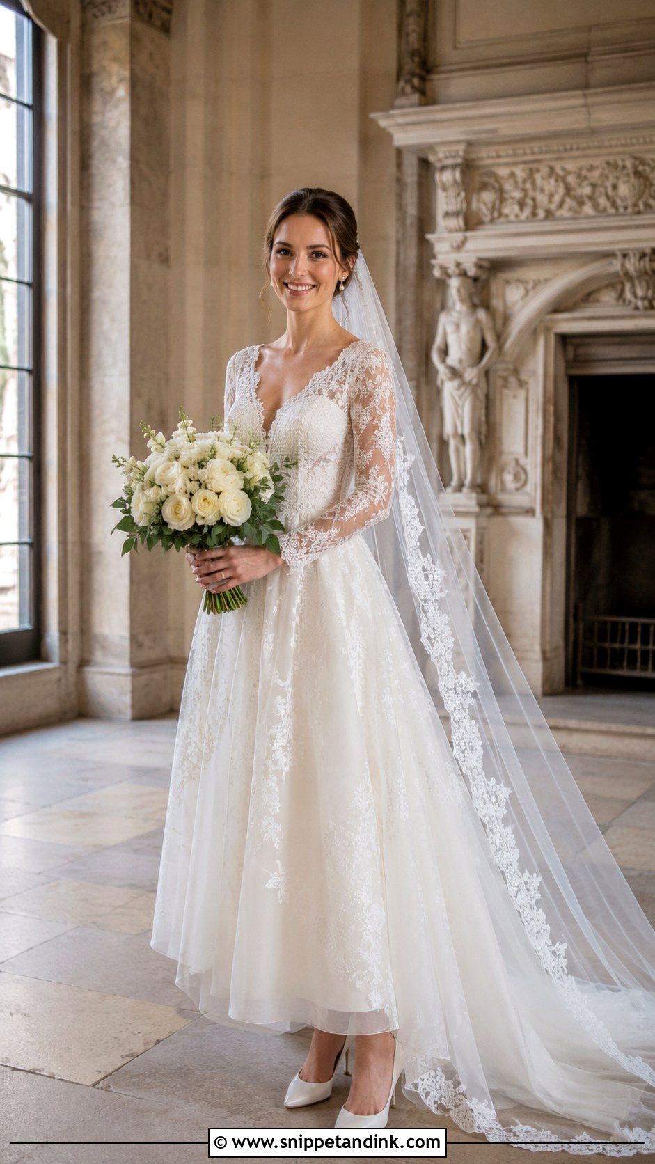 Lace Long Sleeve A Line Wedding Dress - Snippet and Ink - 20 Align Wedding Dress Ideas