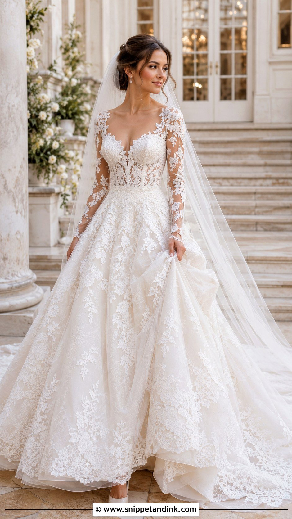 Lace Long Sleeve Ball Gown Wedding Dress - Snippet and Ink - 25 Long Sleeve Ball Gown Wedding Dress Ideas