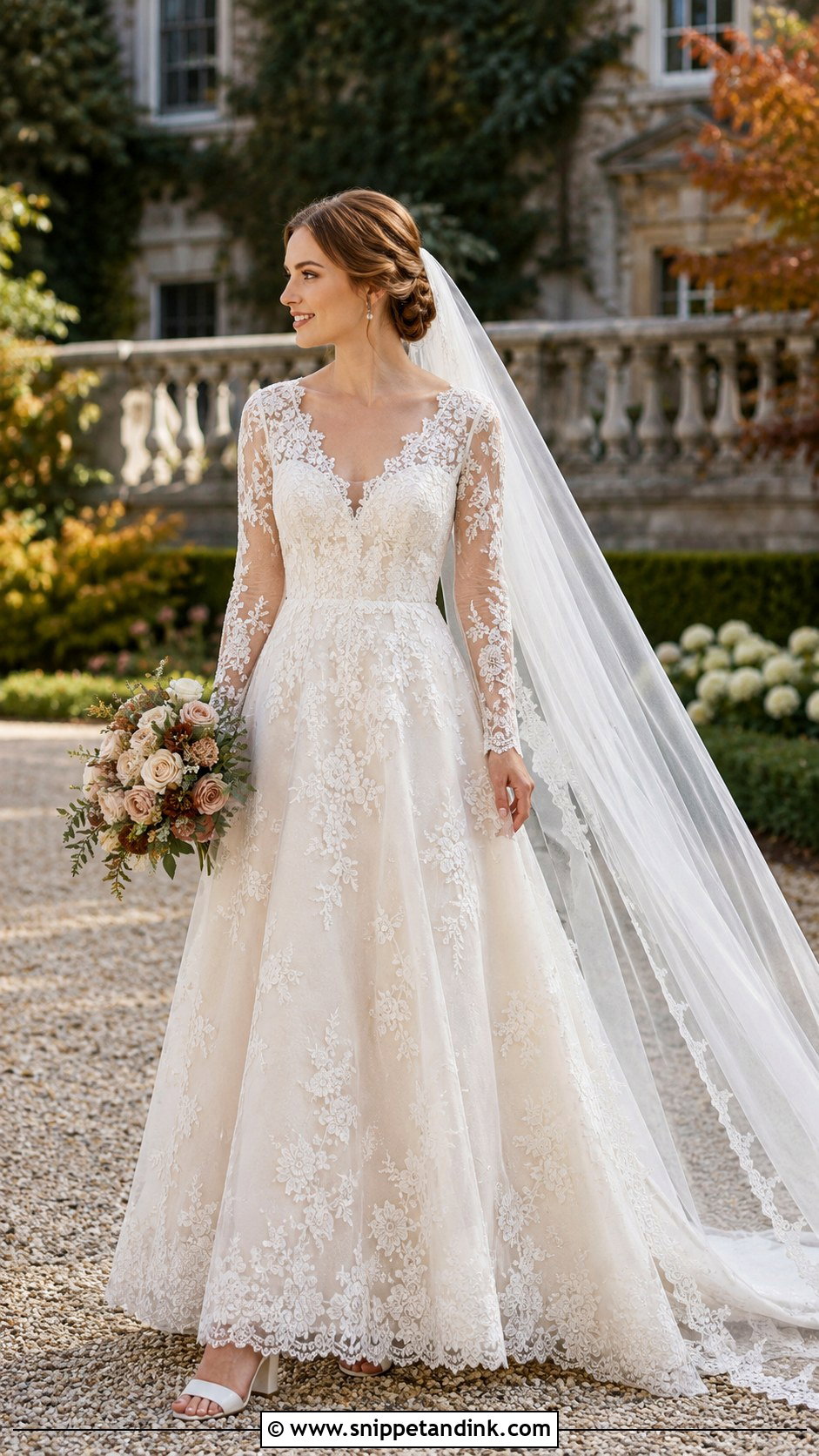 Lace Long Sleeve Bridal Dress - Snippet and Ink - 20 Chic Bridal Dress Ideas