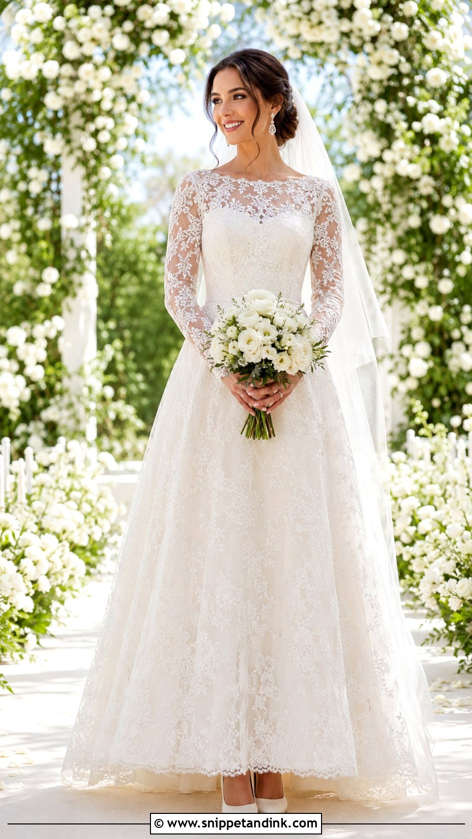Lace Long Sleeve Bridal Wedding Outfit - Snippet and Ink - 20 Brides Wedding Outfits