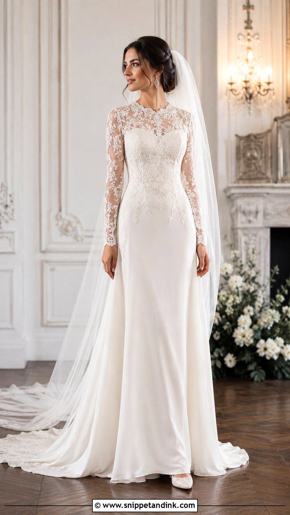 Lace Long Sleeve Bridal Wedding Outfit - Snippet and Ink - 30 Bridal Wedding Outfits