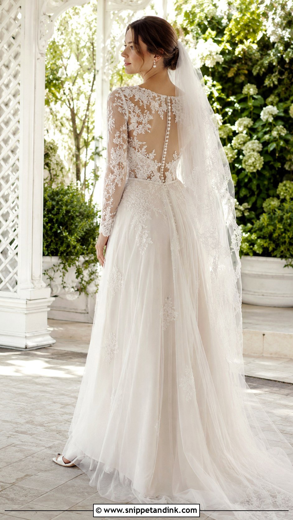Lace Long Sleeve Button Back Wedding Dress - Snippet and Ink - 20 Button Back Wedding Dress Ideas