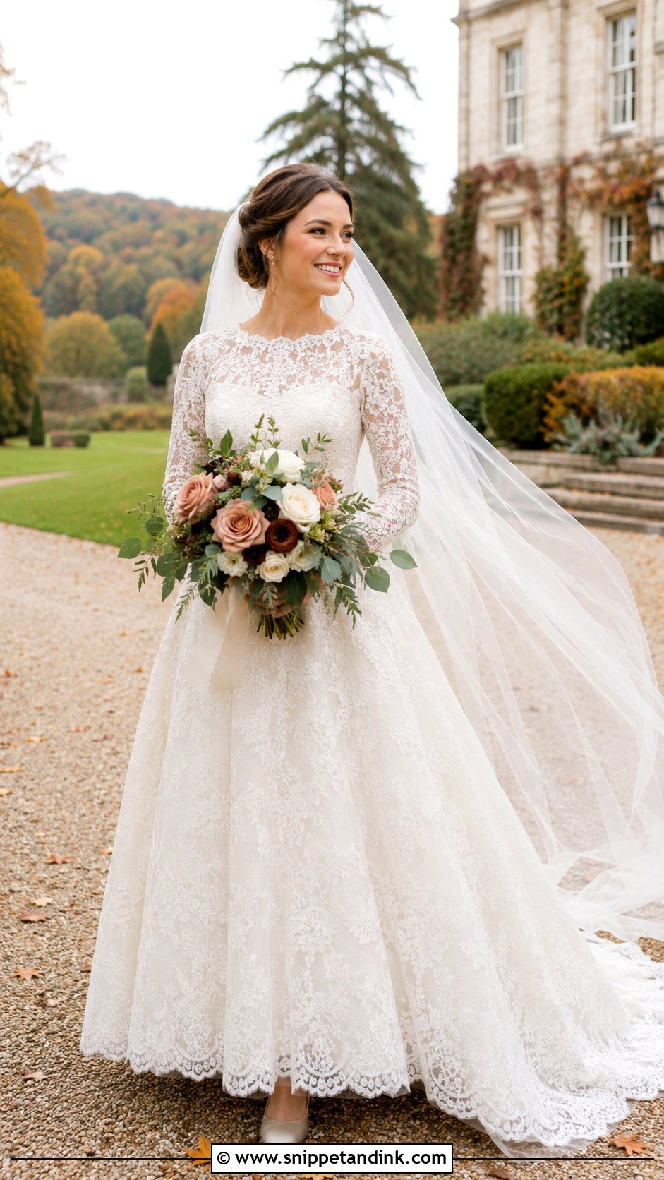 Lace Long Sleeve Cream Wedding Dress - Snippet and Ink - 20 Cream Wedding Dresses