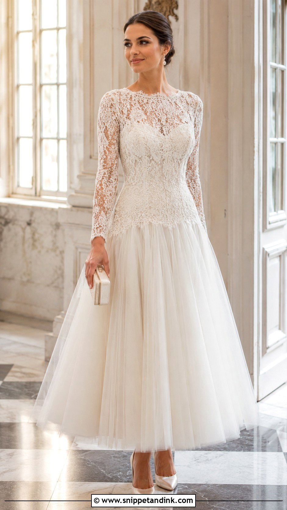 Lace Long Sleeve Drop Waist Ball Gown - Snippet and Ink - 20 Drop Waist Ball Gown Ideas