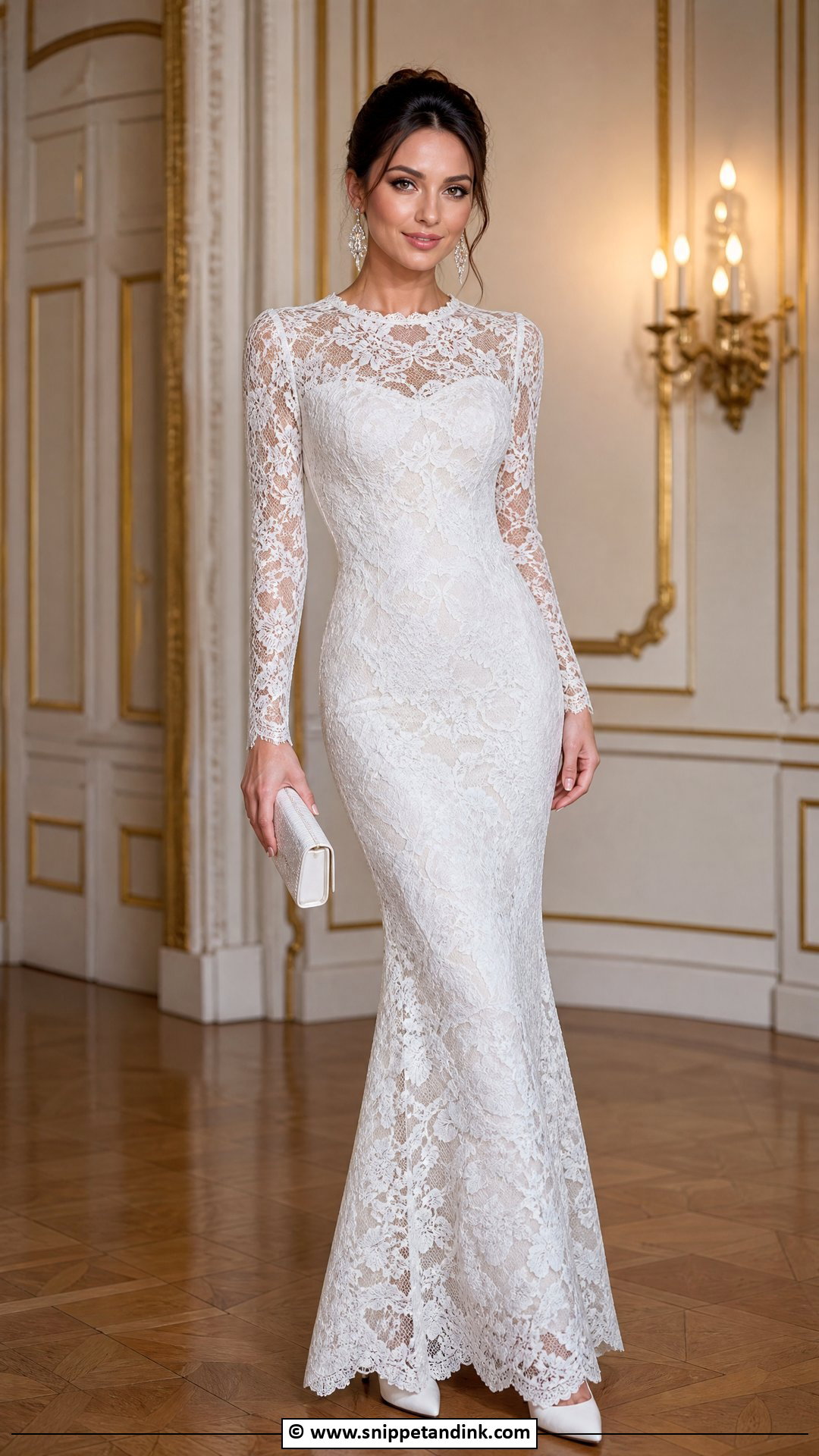 Lace Long Sleeve Gown For Wedding - Snippet and Ink - 35 Latest Lace Styles for Wedding